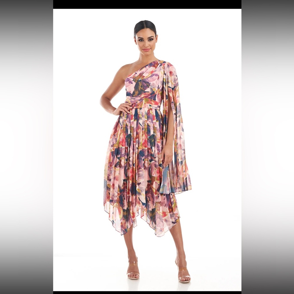 Elegant One-Shoulder Multicolor Dress